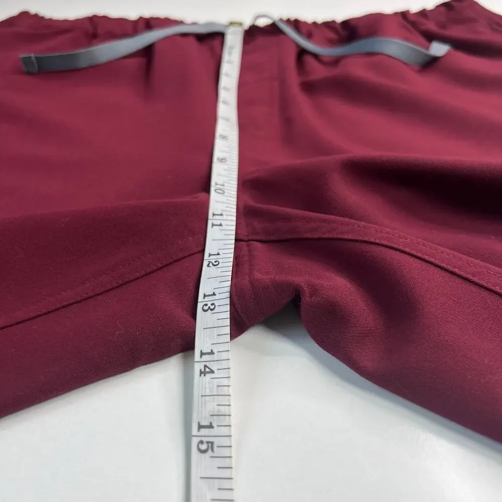 FIGS Pisco Basic Scrub Pants Burgundy Pull-on Elastic-Waist Straight Leg Size M
